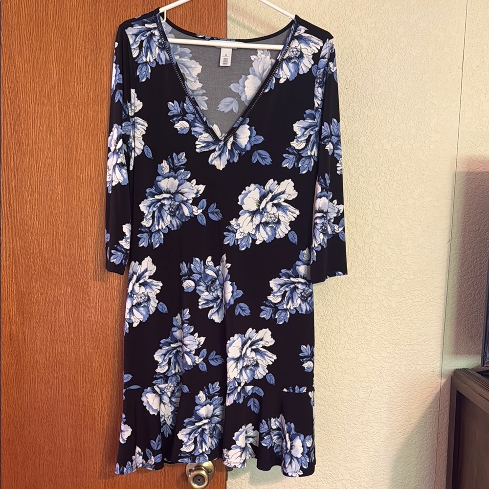 White House Black Market Blue Fit and Flare Dress